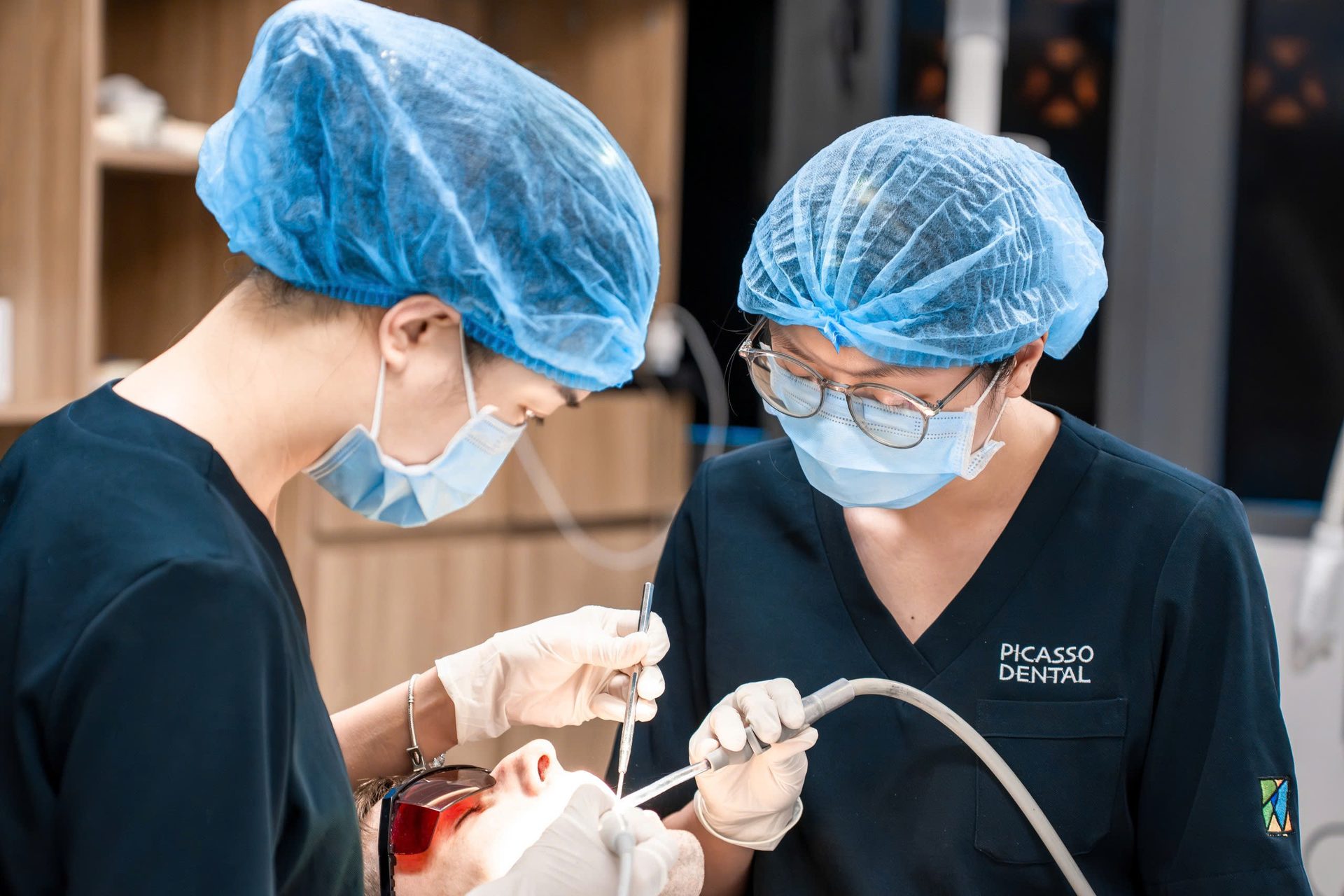 Emergency dental treatment in progress at Picasso Dental